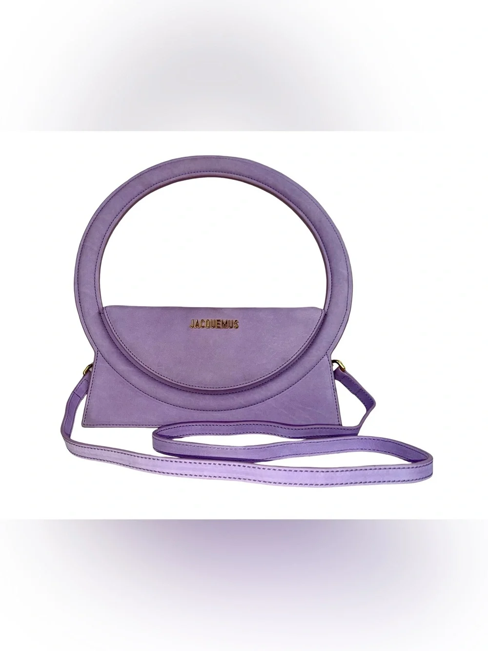 JACQUEMUS “LE SAC ROND” HANDBAG IN LAVENDER SUEDE - Picture 3 of 10